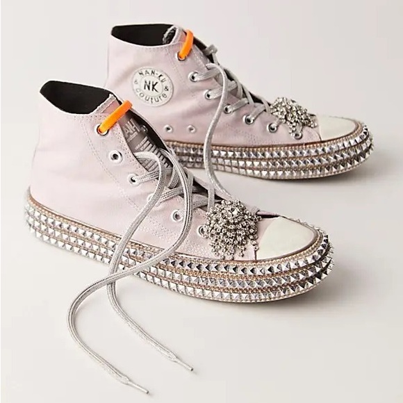 Free People NAN-KU Cruise Studded Hi Top Sneakers In Mellow Mauve - Picture 1 of 9